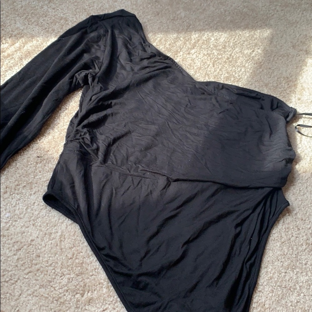 Plus Size One Shoulder Wrap Ruched Bodysuit - Picture 6 of 6
